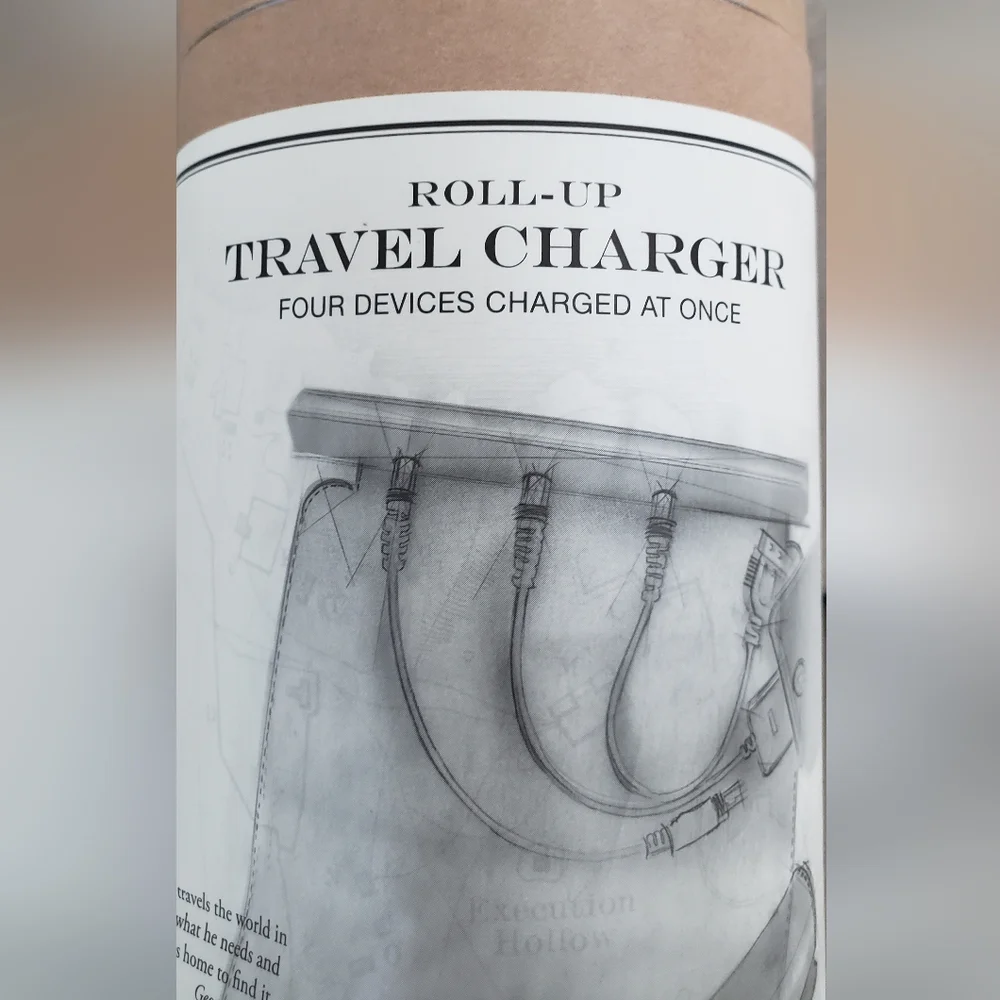 Restoration Hardware roll up 4-device travel charger - NEW